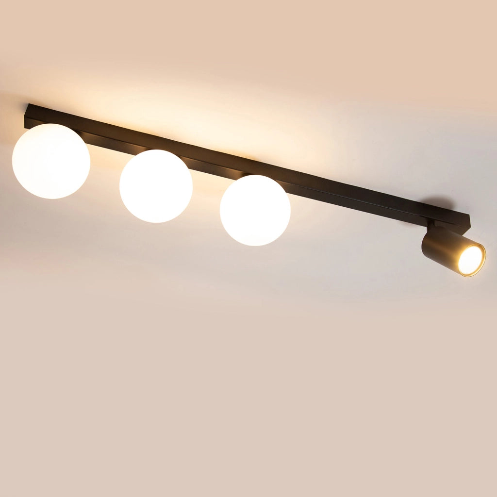 Plafoniera moderna Tavira nera 80cm 4 luci G9+GU10 Sigma