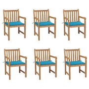 Sedie da Giardino 6 pz con Cuscini Blu in Massello di Teak cod mxl 17482