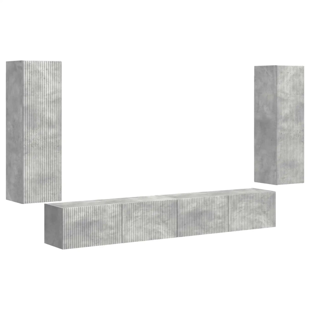 Set di Mobiletto da TV a Parete 4 pcs Grigio cemento