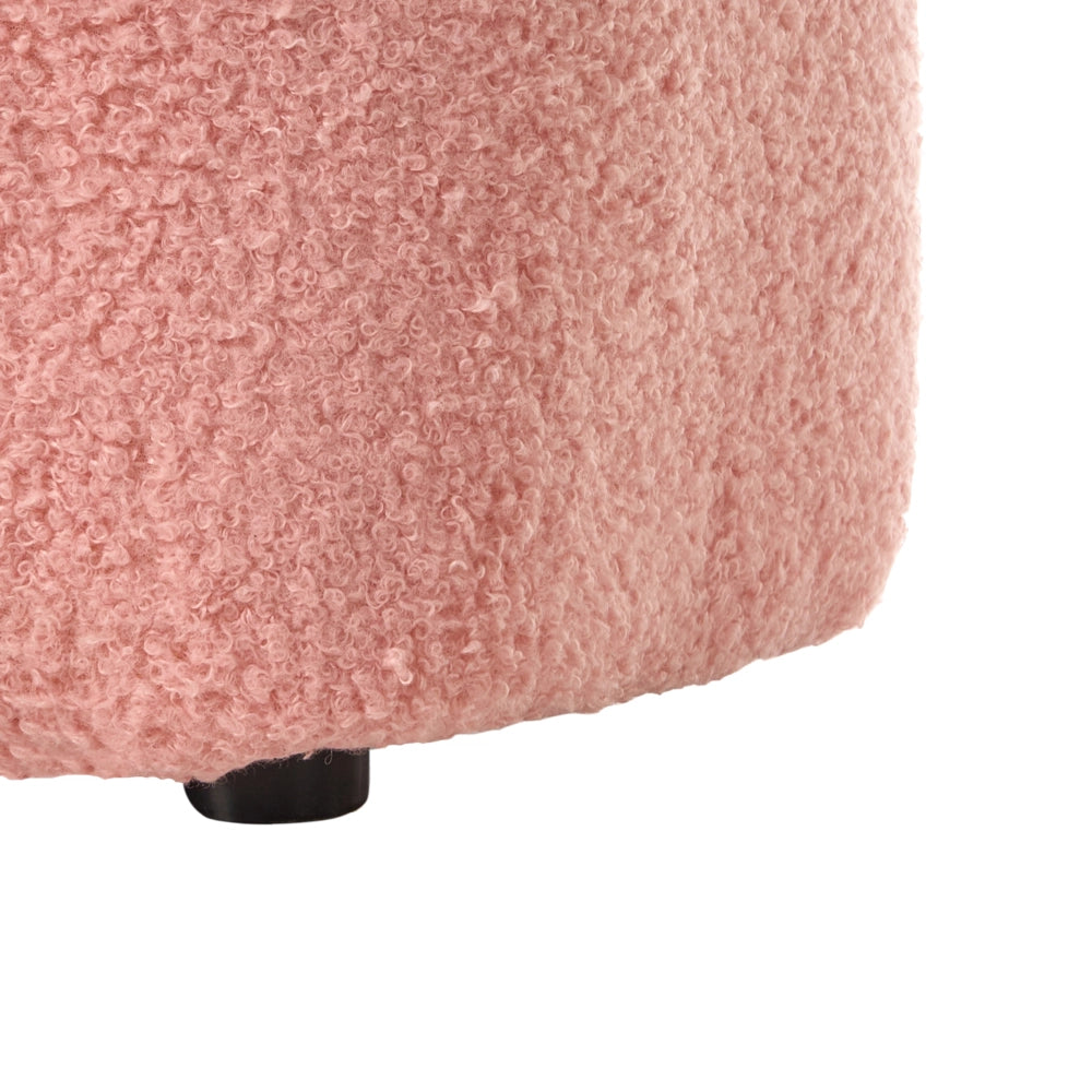 Pouf imbottito in tessuto per camera da letto e soggiorno 86 x 30 forma irregolare bouclè rosa stile scandinavo
