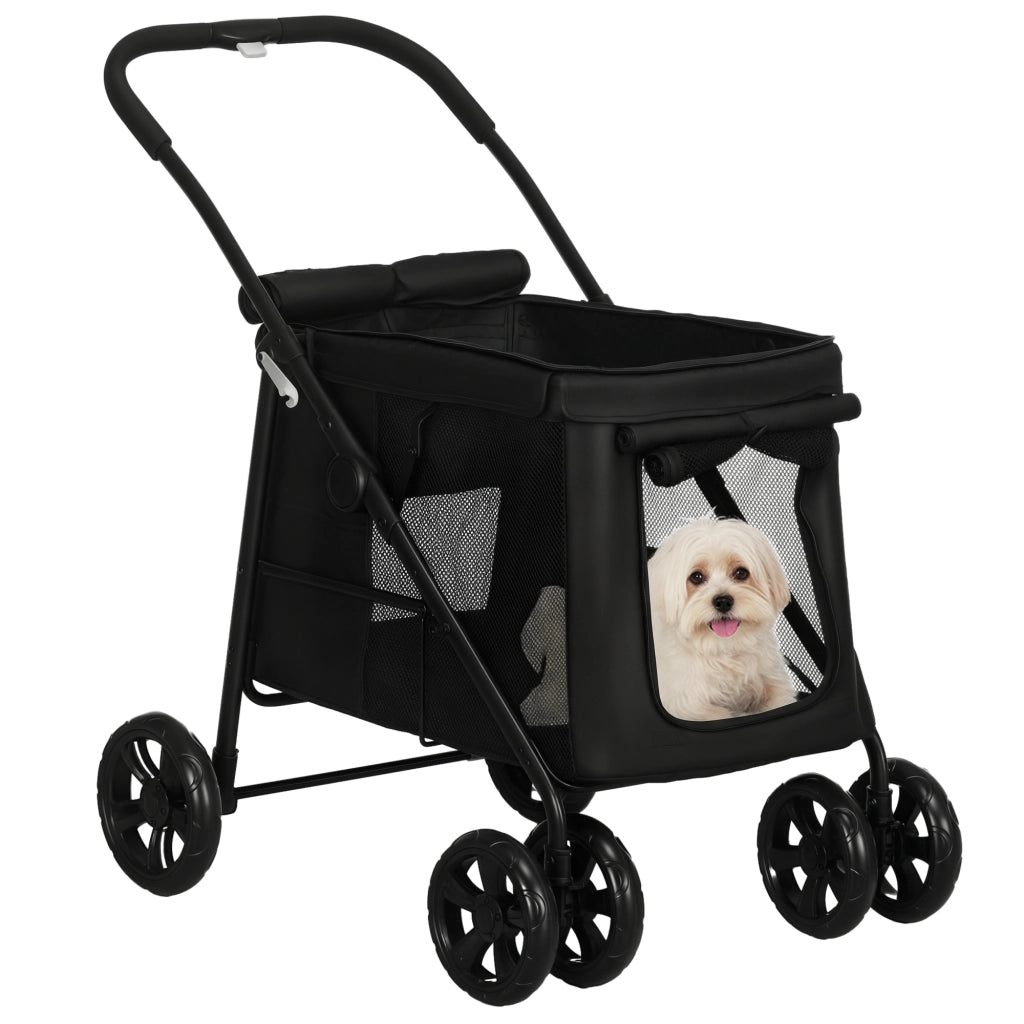 Carrello per Cani Pieghevole con Cuscini ¨C zephmum ¨C 102x62x105 cm, Nero