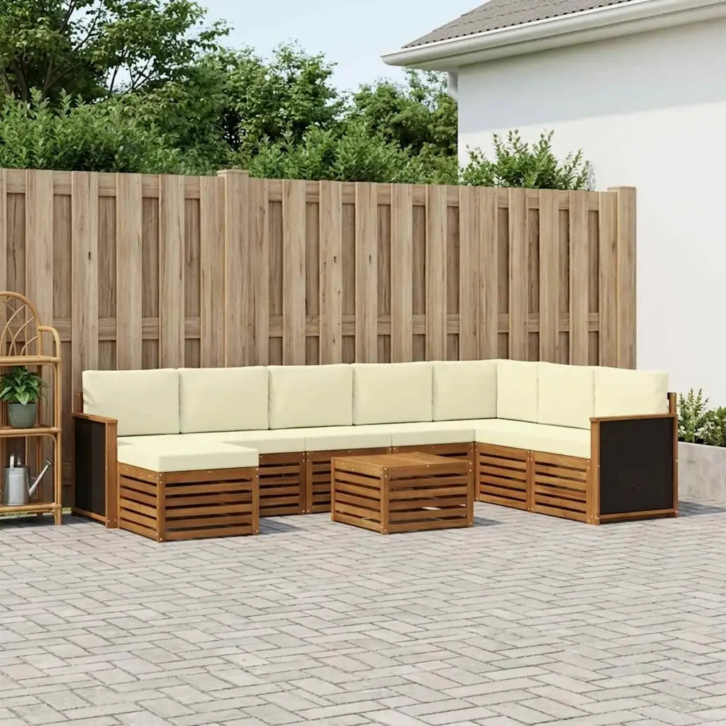 Set di divani da esterno con cuscino 7 pcs Naturale e Crema 3384731