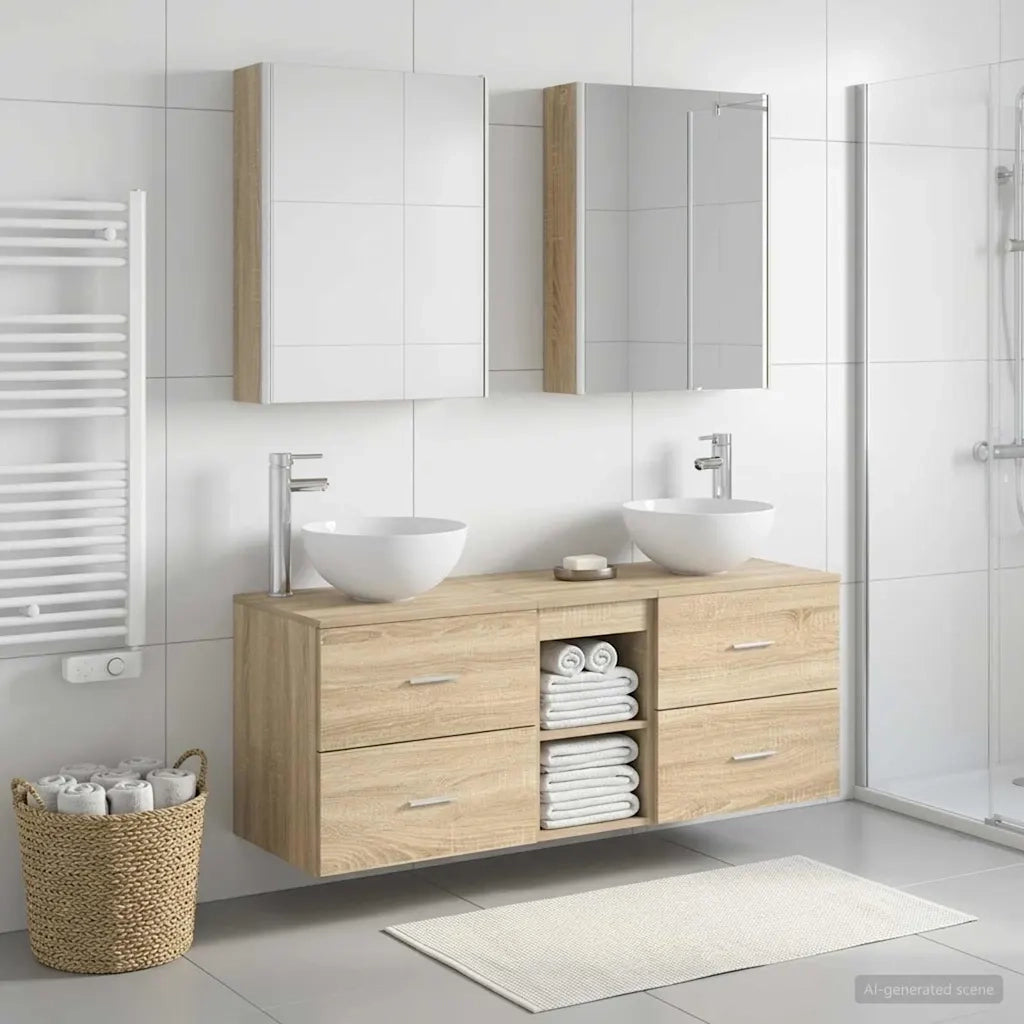 Set di mobili per il bagno 5 pcs Rovere Sonoma 3406729
