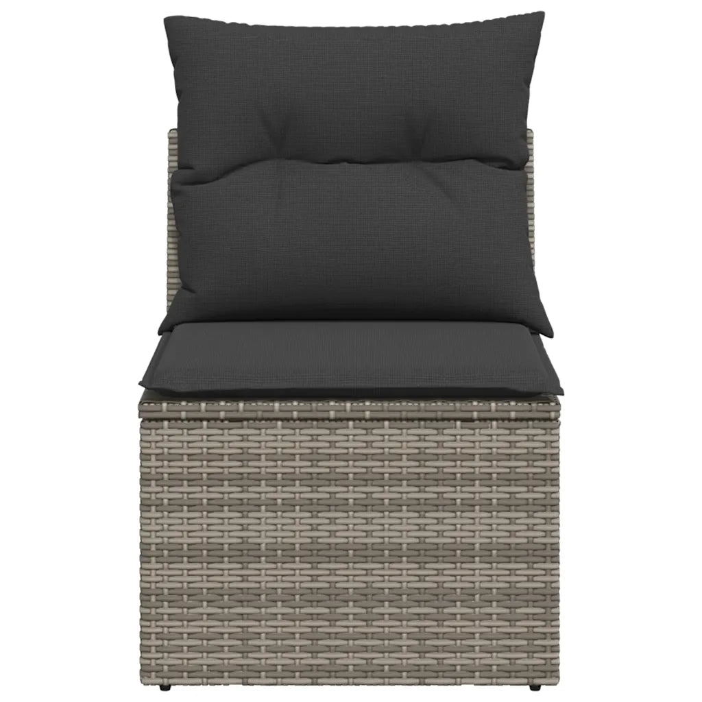 Divano Giardino Senza Braccioli con Cuscini Grigio Polyrattan 366112