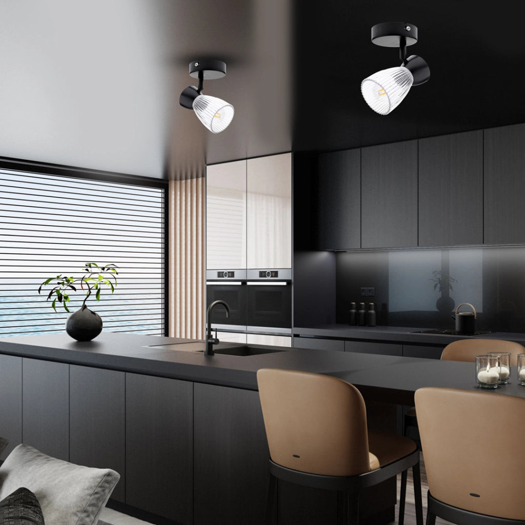 Plafoniera/Applique nera vetro BEST 1xE14 40W Milagro