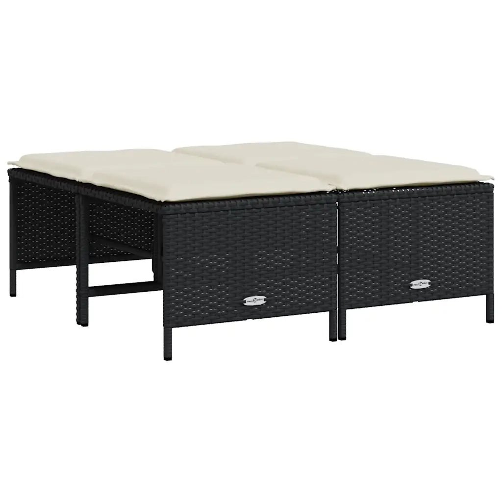 Sgabelli da Giardino con Cuscini 4 pz Neri in Polyrattan CFW4037941