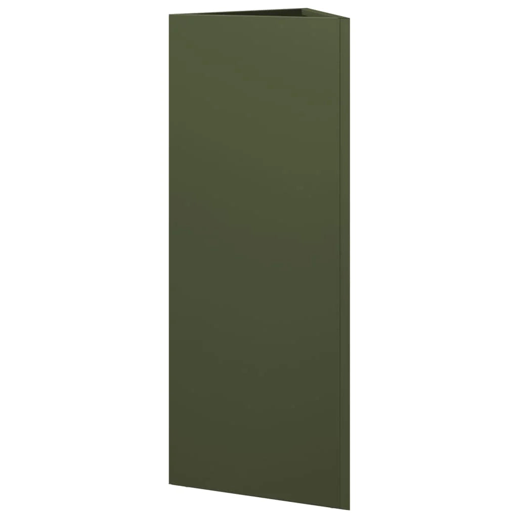Fioriera aiuola rialzata fioriera aiuola giardino terrazza set da 2 triangolare verde oliva 30 x 26 x 75 cm acciaio verde 02_0039089