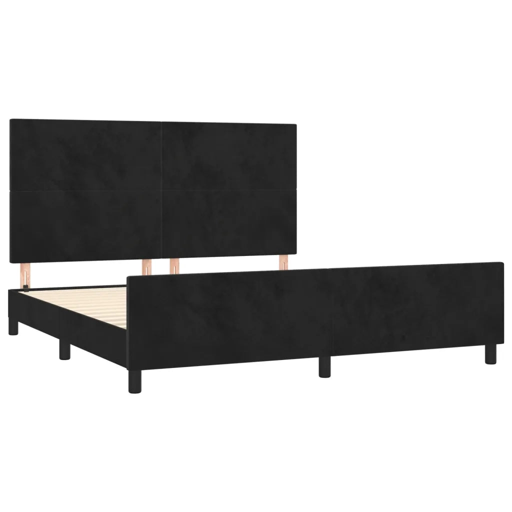 Giroletto con Testiera Nero 180x200 cm in Velluto 3125649
