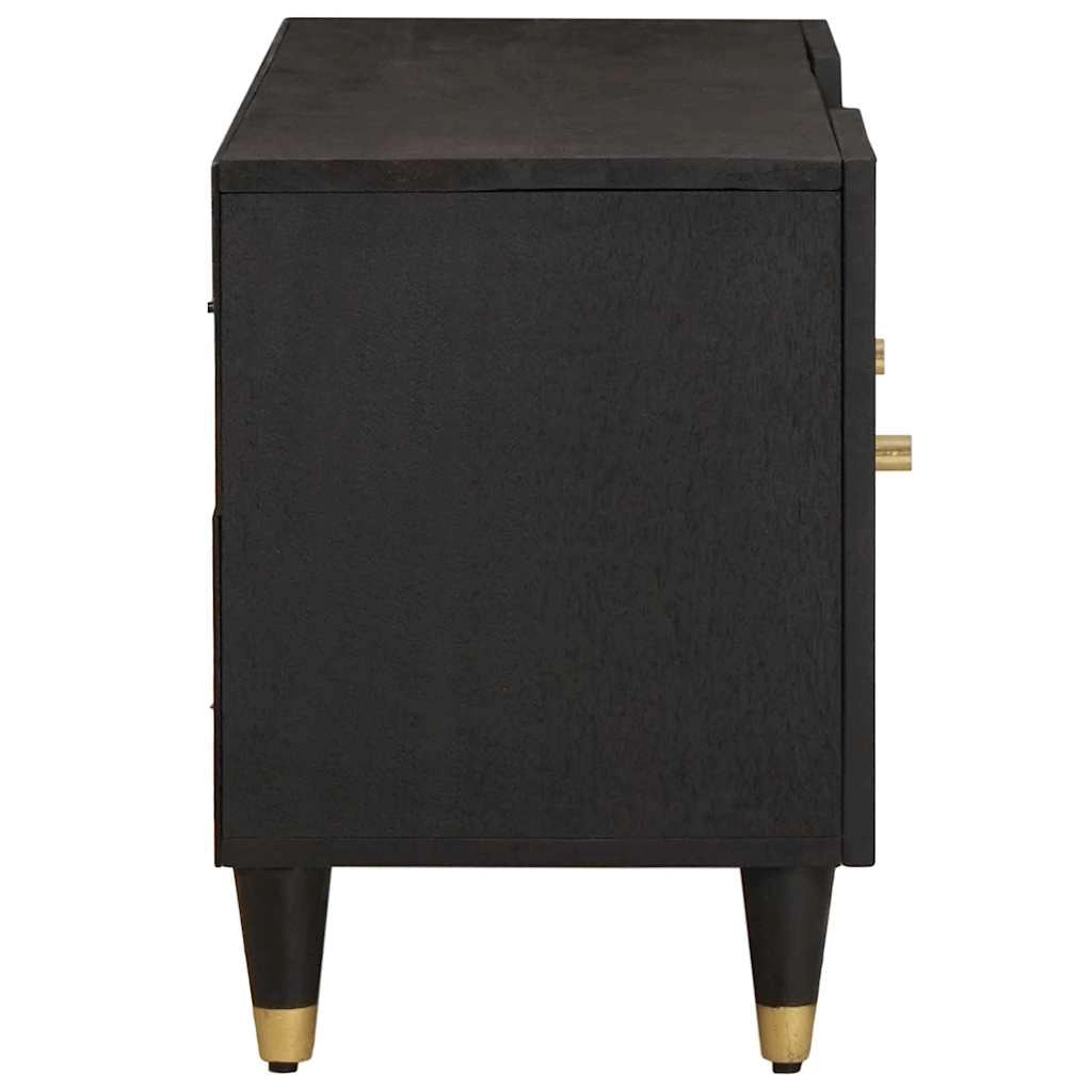 Mobile TV moderno con contenitore 105 x 33 x 46 cm design artistico interno in legno massello di mango nero 02_0057889