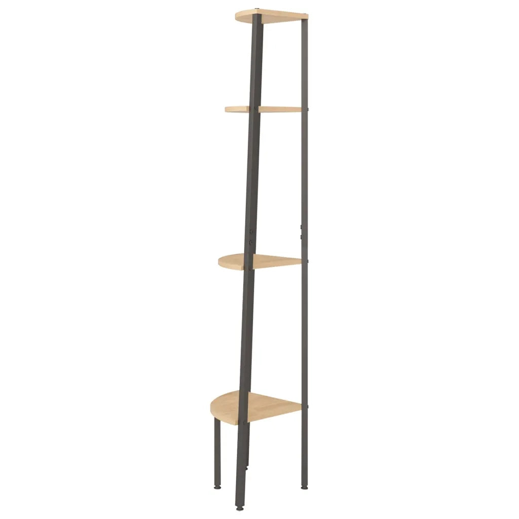 Scaffale Angolare 4 Livelli Marrone Chiaro Nero 45,5x31,5x150cm cod mxl 13671