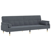Divano letto con cuscini 216 x 89 x 70 cm velluto grigio scuro 02_0020405
