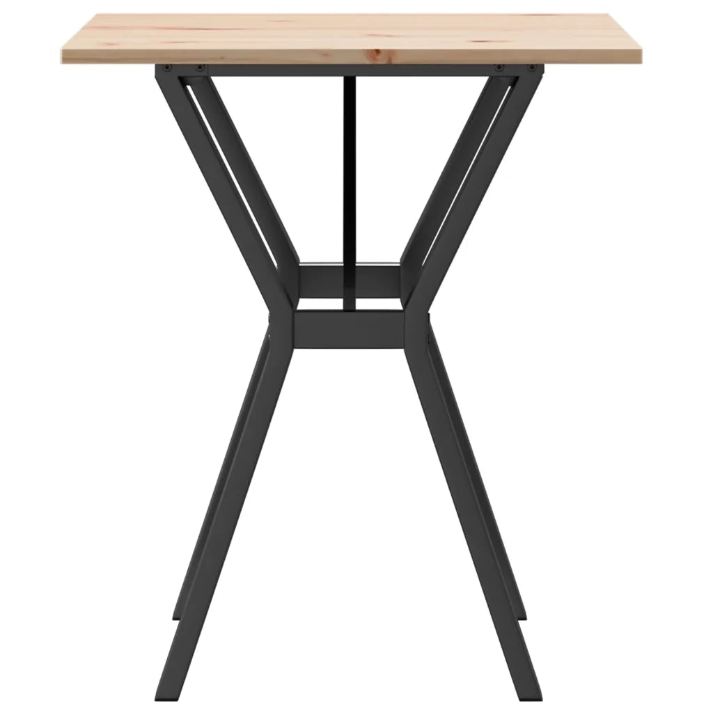 Tavolo da Pranzo Telaio a Y 70x70x75 cm Legno Pino e Acciaio
