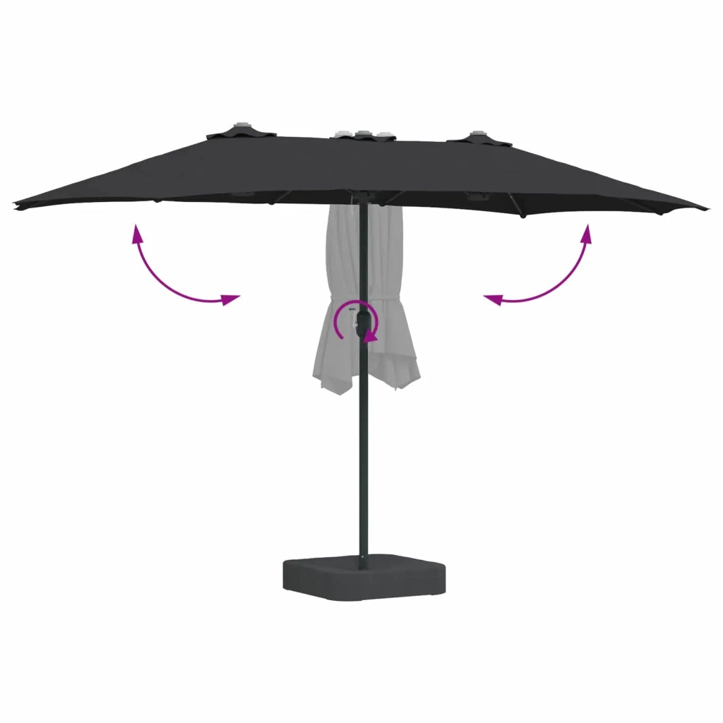 Ombrello da giardino-Ombrellone da spiaggia Nero 385 x 209 x 244 cm Poliestere