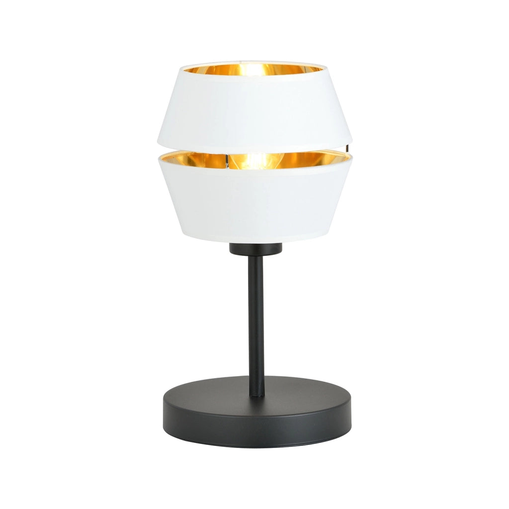 Lampada Da Tavolo Contemporanea 1 Luce Bellerofonte In Metallo Bianco E Oro