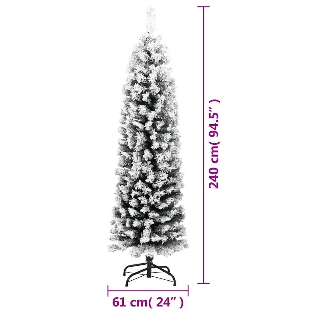 Albero di Natale Artificiale-Decorazioni natalizie con Neve Fioccata Verde 240 cm PVC