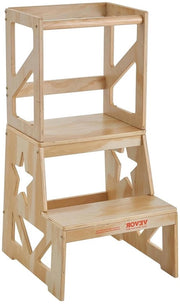 Osservatorio per bambini Montessori - capacità di carico 68 kg in legno di abete naturale con maniglie di sicurezza per bambini piccoli per camera da letto bagno cucina