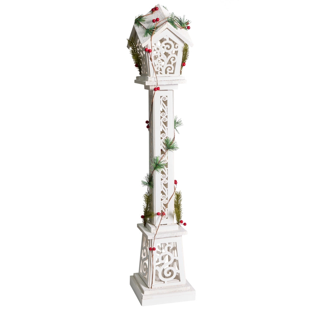 Decorazione natalizia Abete bianco Legno Lanterna luminosa LED Statuetta Artigianale Tradizionale