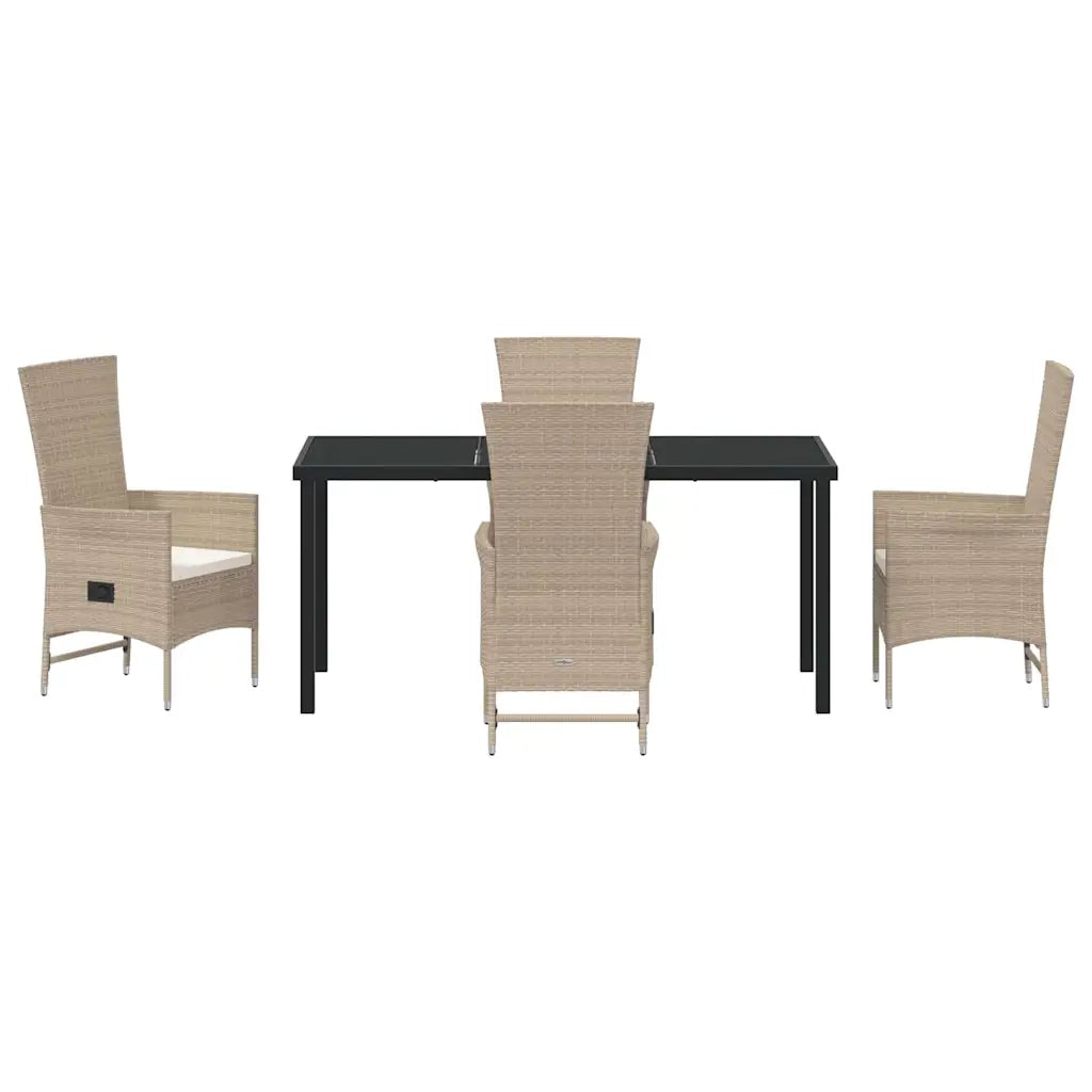 Set da Pranzo per Giardino con cuscino 5 pcs Beige polyrattan 3379467