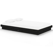 Letto matrimoniale | Letto per adulti | Giroletto Nero in Legno Massello 120x200 cm