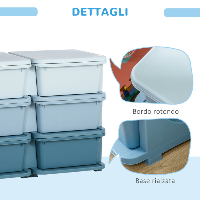 Cassettiera per Cameretta 6 Cassetti 75x37x56.5 cm in PP Blu