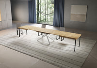 Tavolo Allungabile 200-460x90x77 cm Niket Quercia Natura Gambe Bianche