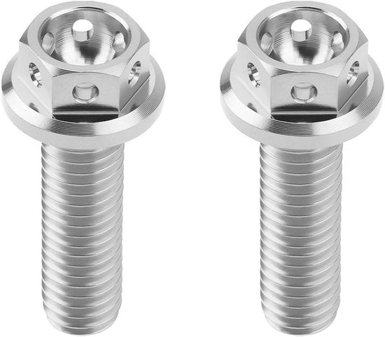 Flensbout M6x20mm - 2x Titanio - Zeskant - Schroefdraad M6 - Lunghezza del filo 20mm - Funzione di blocco - Adatto per biciclette da sport/kart - Schroef
