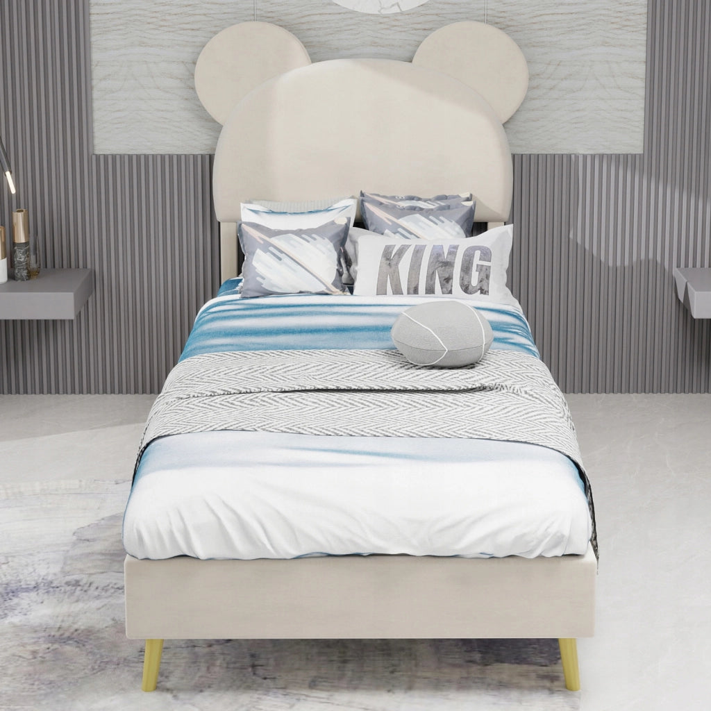 Letto imbottito 90x200 - Xylo - Minimalista beige