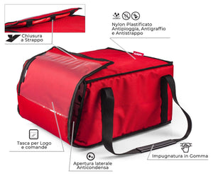 Borsa Termica Porta Pizze da Asporto 6 Cartoni Safemi Express Strap 6 Rossa