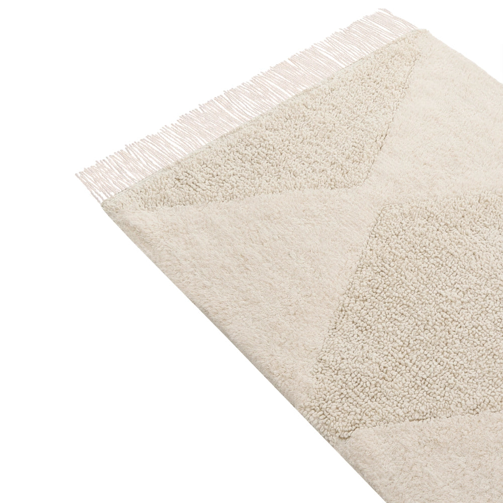 Tappeto Beige Cotone 140 x 200 cm Motivo decorativo geomentrico Stile Boho Soggiorno Bambini Stanza dei bambini