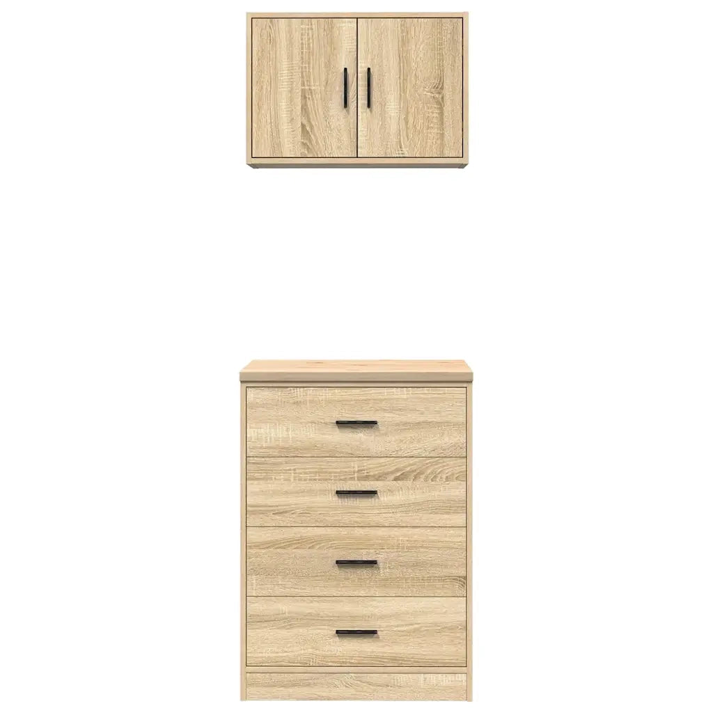 Armadi da Garage 2 pz Rovere Sonoma in Legno Multistrato