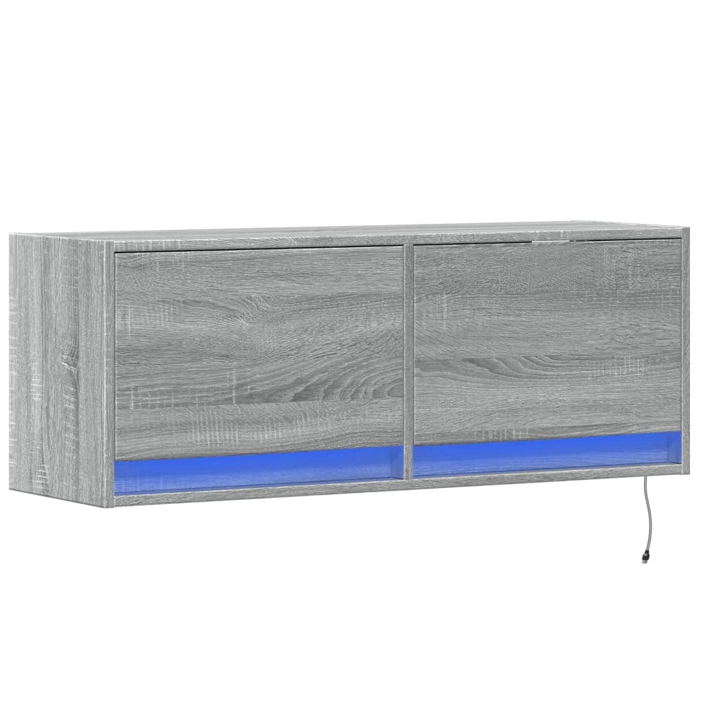 Mobile TV multimediale mensola TV credenza mobile TV sala da pranzo soggiorno camera da letto mobile da parete con luci LED Sonoma 100 x 31 x 35 cm grigio 02_0028034