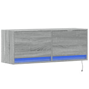 Mobile TV multimediale mensola TV credenza mobile TV sala da pranzo soggiorno camera da letto mobile da parete con luci LED Sonoma 100 x 31 x 35 cm grigio 02_0028034