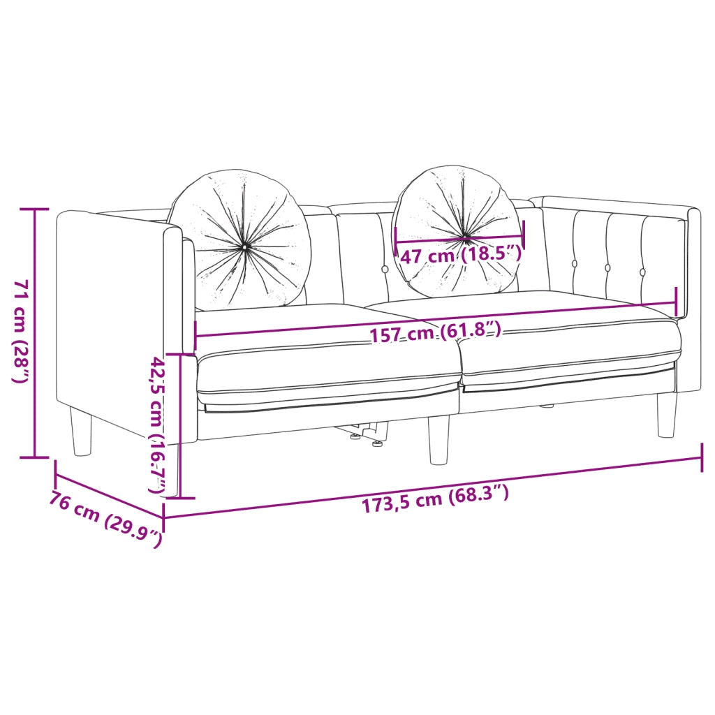 Set di Divani 2 pz con Cuscini Marrone in Velluto 3209266