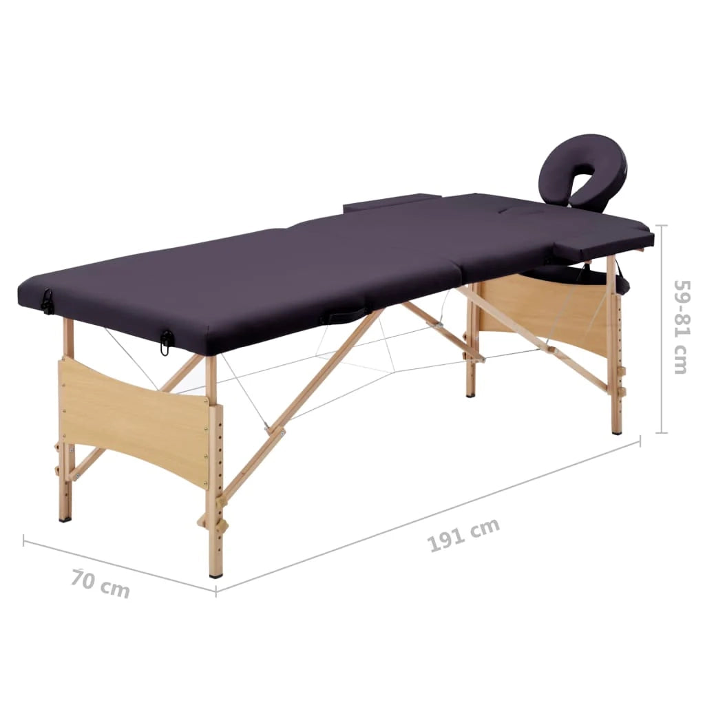 Lettino da massaggio pieghevole a 2 sezioni legno viola 02_0001818