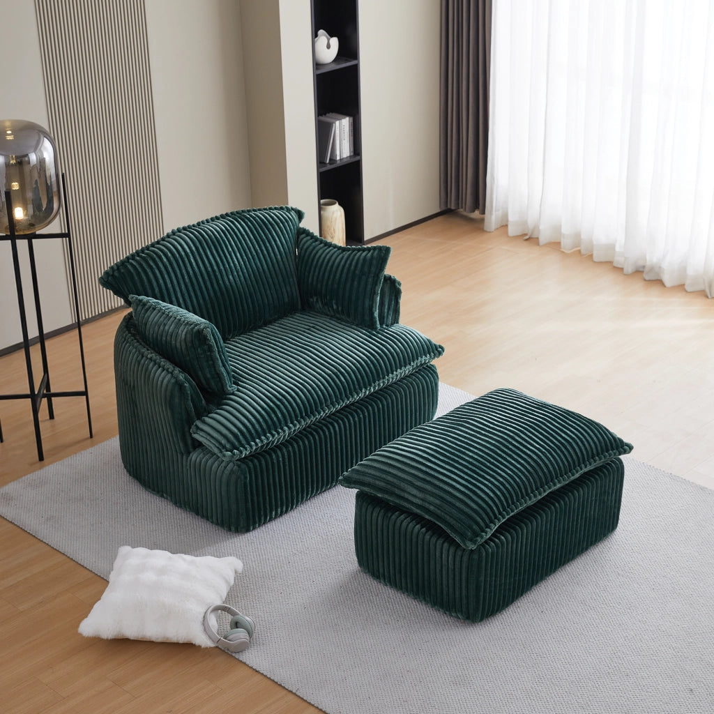 Poltrona Sofa con Poggiapiedi in Tessuto Velluto a Coste ¨C Xylo ¨C Grigio