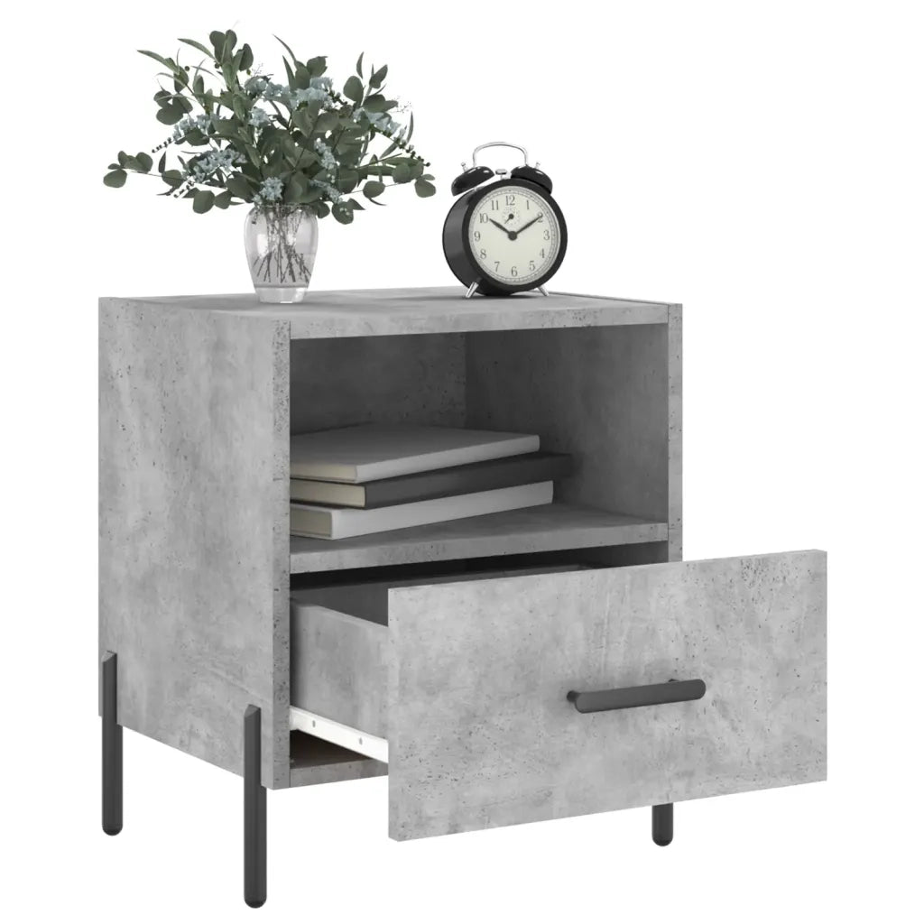 Set di 2 Comodini | Armadio da Notte | Mobiletto da notte Grigio Cemento 40x35x47,5 cm in Legno Multistrato