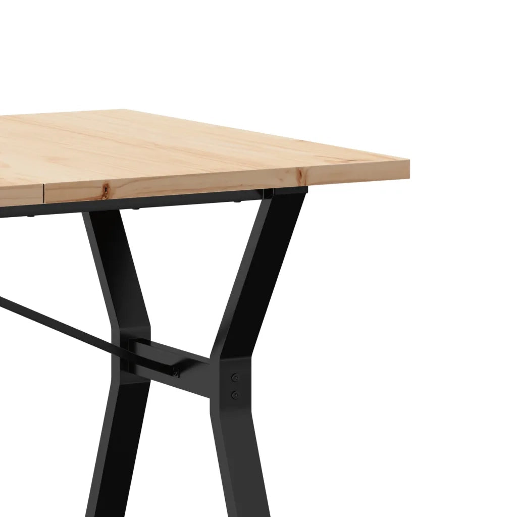 Tavolo da Pranzo Telaio a Y 140x80x75,5 cm Legno Pino e Acciaio