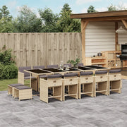 Set Pranzo da Giardino 15 pz con Cuscini Beige Misto Polyrattan 3211176