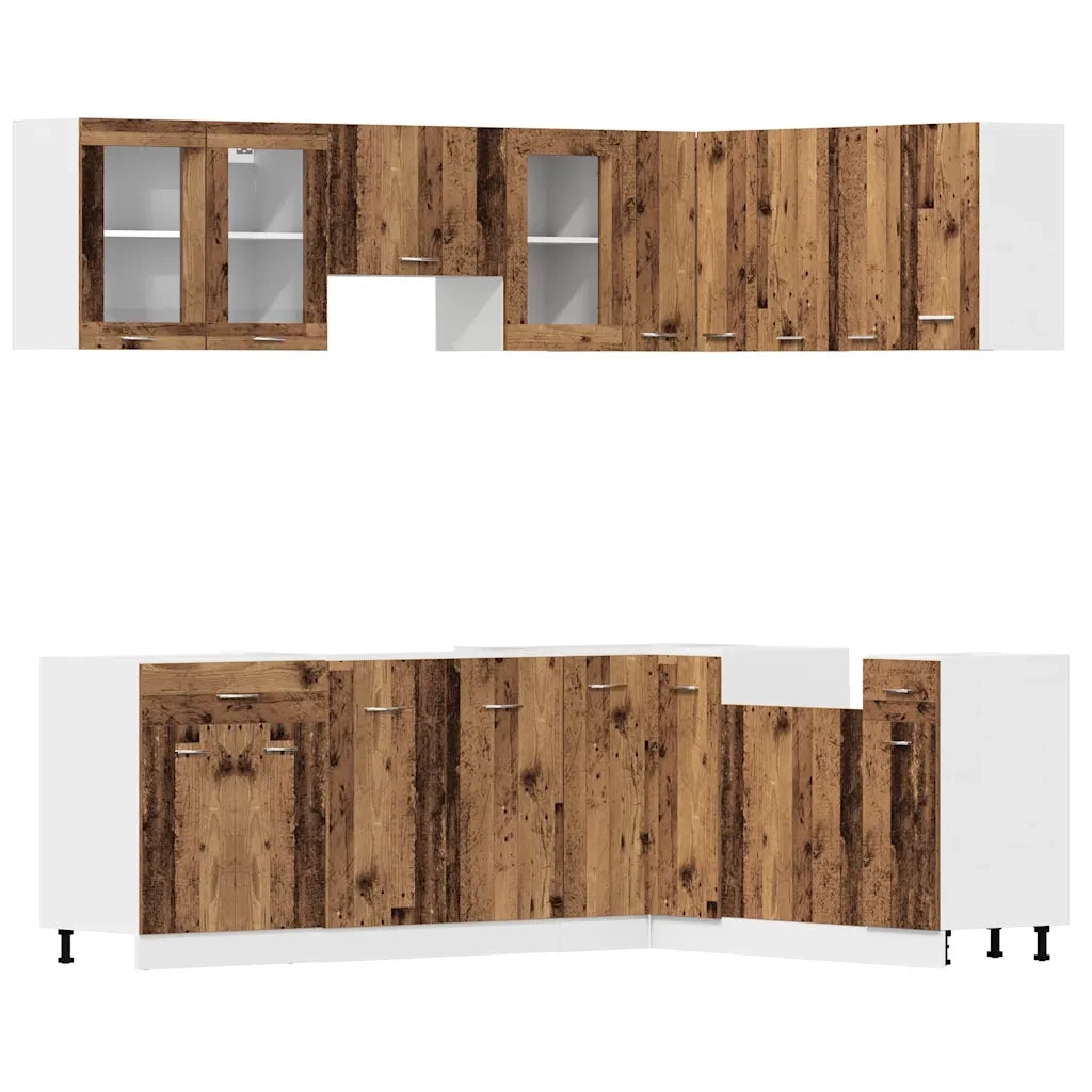 Set di Mobili da Cucina 11 pz Legno Antico in Truciolato