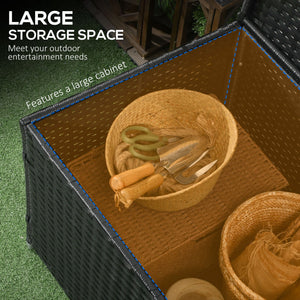 Baule Cassapanca da Giardino 95x60x58 cm in Rattan e Acciaio Nero