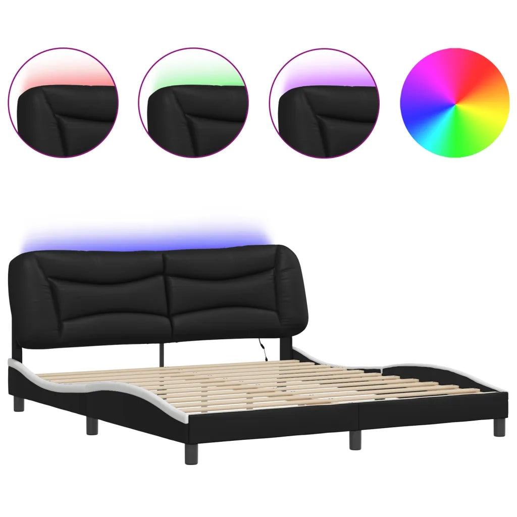 Giroletto con LED senza Materasso Hvar Nero e Bianco 180x200 cm 3213953