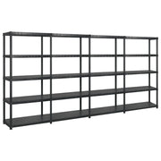 Scaffale a 5 Ripiani Nero 366x45,7x185 cm in Plastica cod mxl 43087