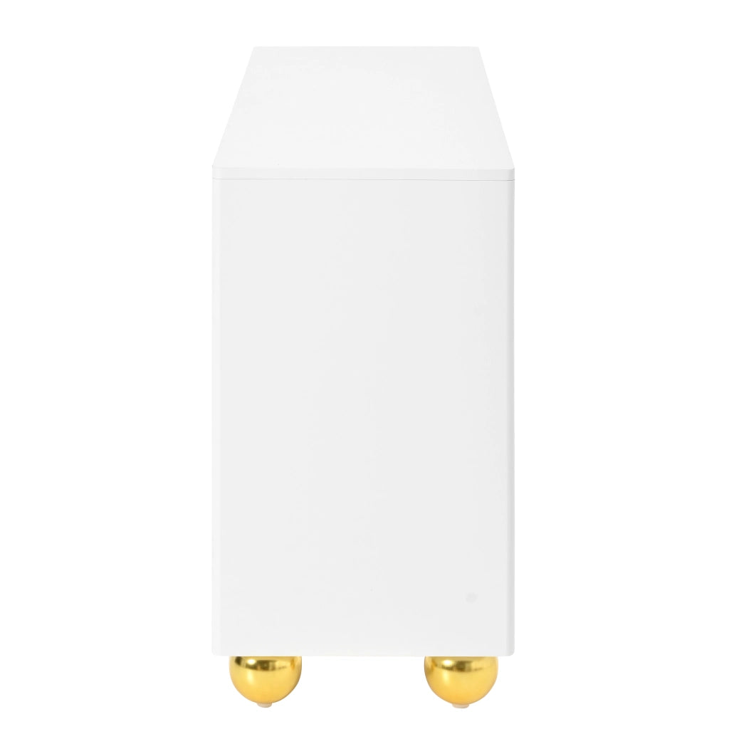 Credenza e madia a 4 ante con 2 vani interni, per soggiorno, in MDF e pannello truciolare bianco 140 × 40 × 74 cm