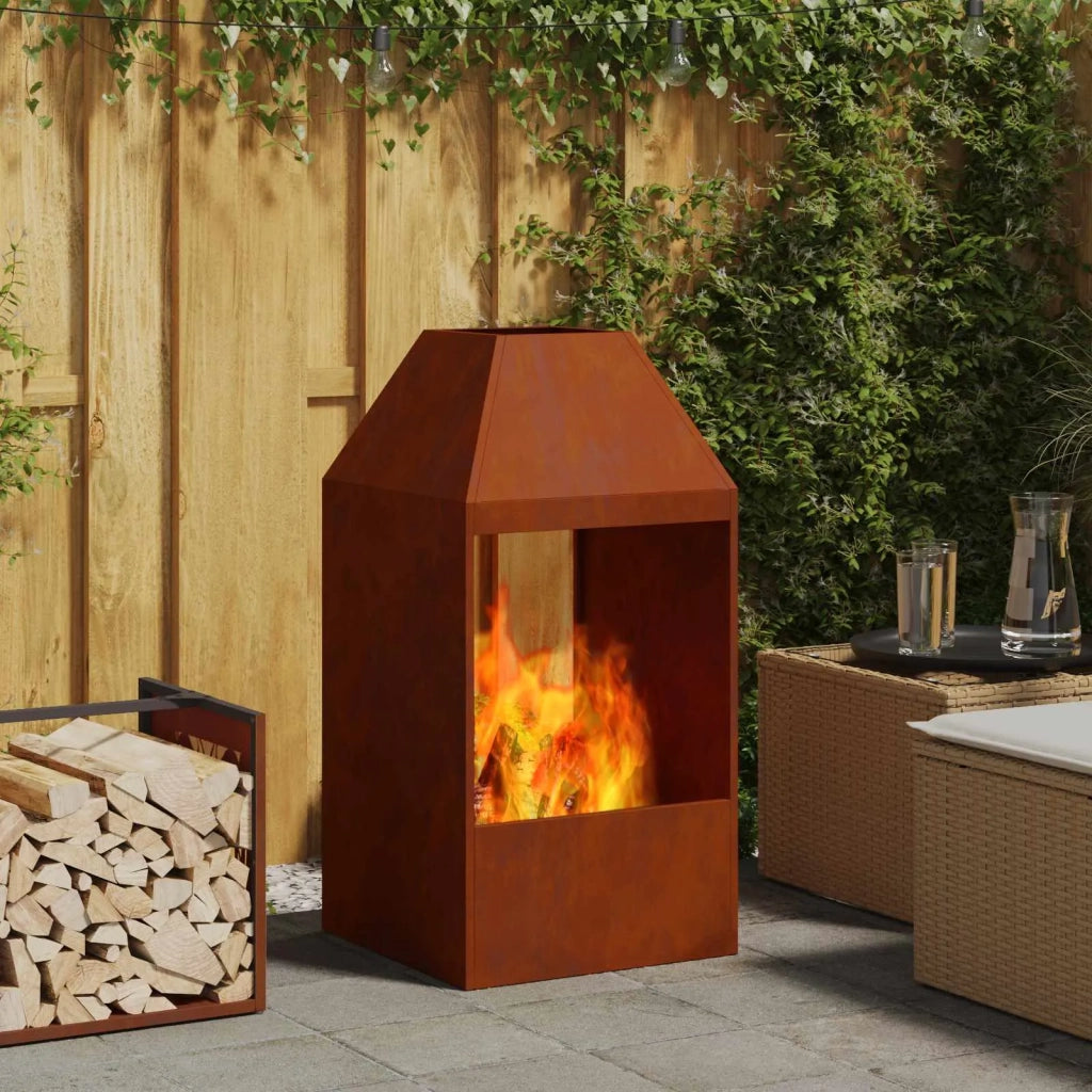 Braciere Ruggine 50 x 50 x 100 cm Acciaio Corten 858989
