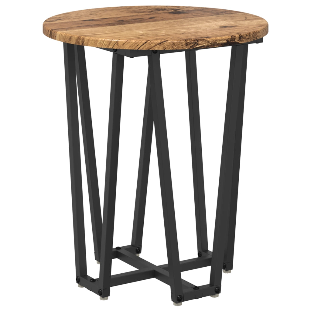 Set di 2 Tavolini in Legno Riciclato e Metallo