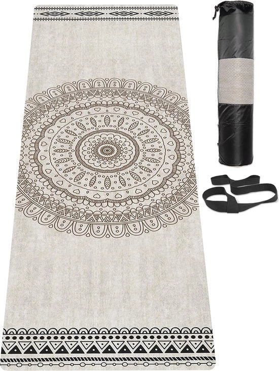 Mat di yoga, antiscivolo, pannello di allenamento e training ecosostenibile con cinturino, grande tappeto per yoga, pilates e fitness (183 cm x 61 cm x 6 mm)