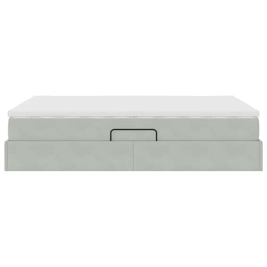 Letto con contenitore e materasso Grigio chiaro 140 x 200 cm