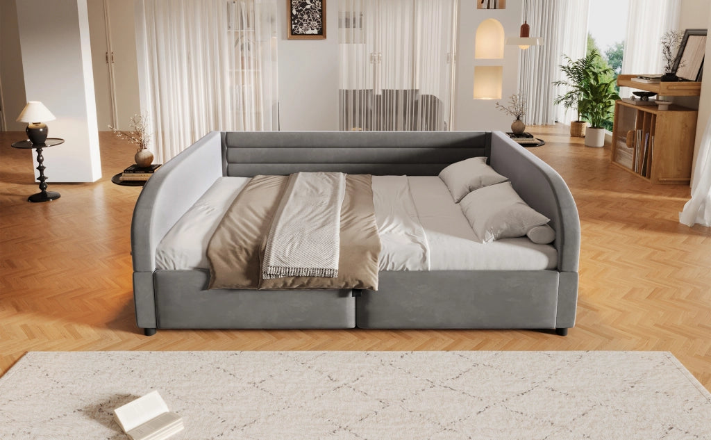 Letto imbottito con contenitore idraulico e LED, 140x200 cm, grigio
