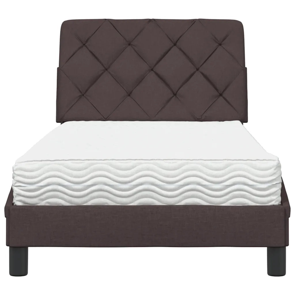 Letto con Materasso Marrone Scuro 90x190 cm in Tessuto 3310709
