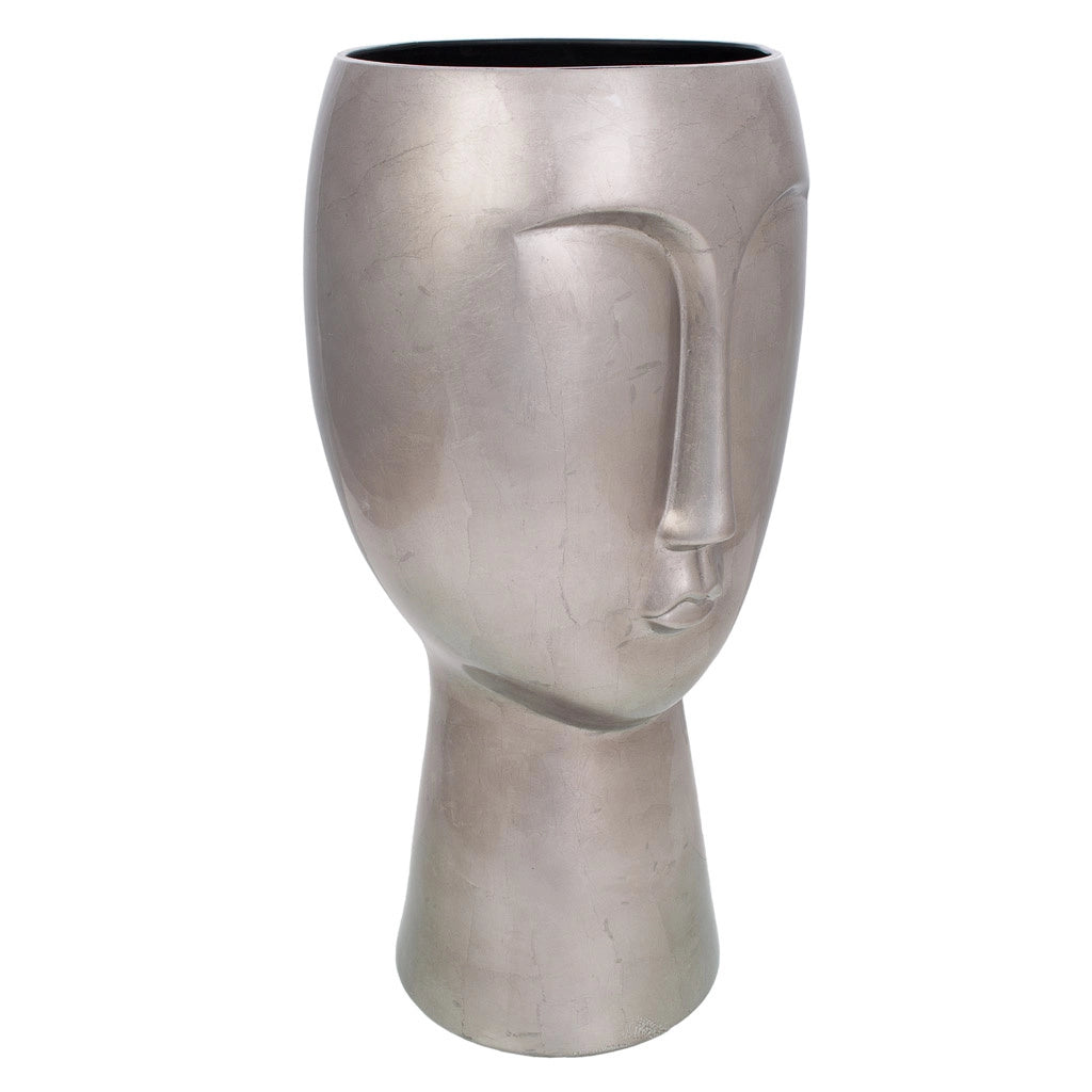 Figura viso in ceramica grigia 25,5x25,5x52h